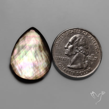 Checkerboard Cut Rainbow Mother Of Pearl Doublet