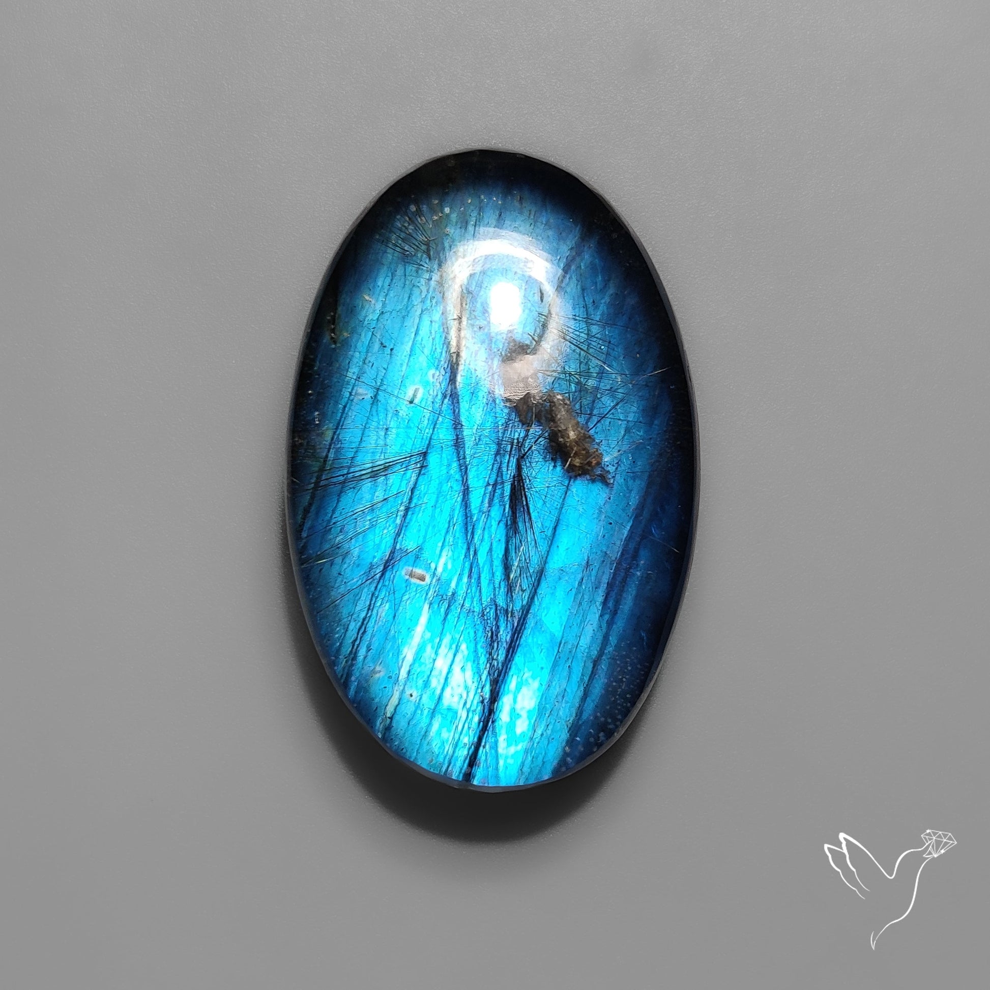Blue Labradorite Cabochon Doublet with Quartz