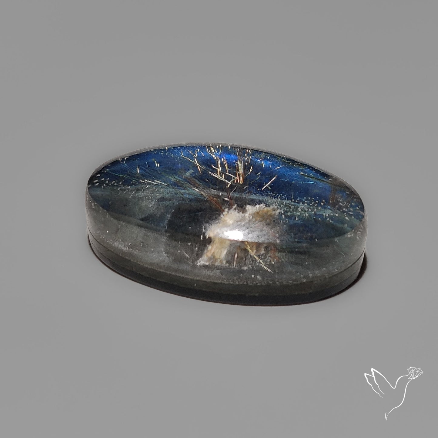 Blue Labradorite Cabochon Doublet with Quartz