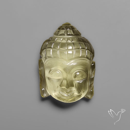 Lemon Quartz Buddha Face Carving Handcarved