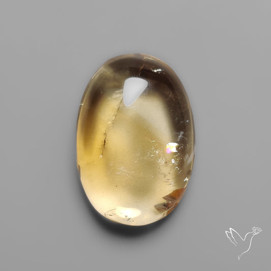 Large Gem Citrine Cabochon with Rainbow Inclusion