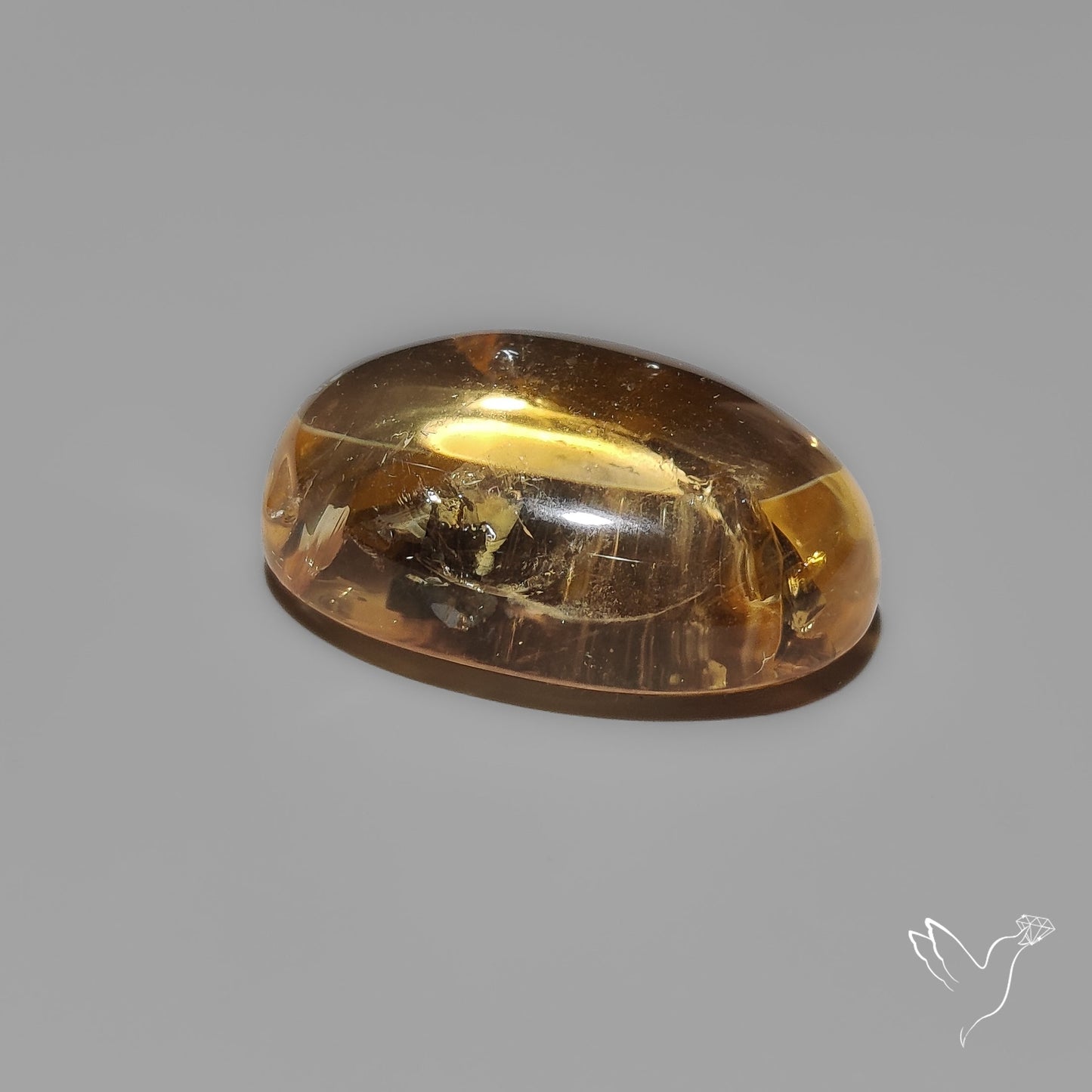 Large Gem Citrine Cabochon with Rainbow Inclusion