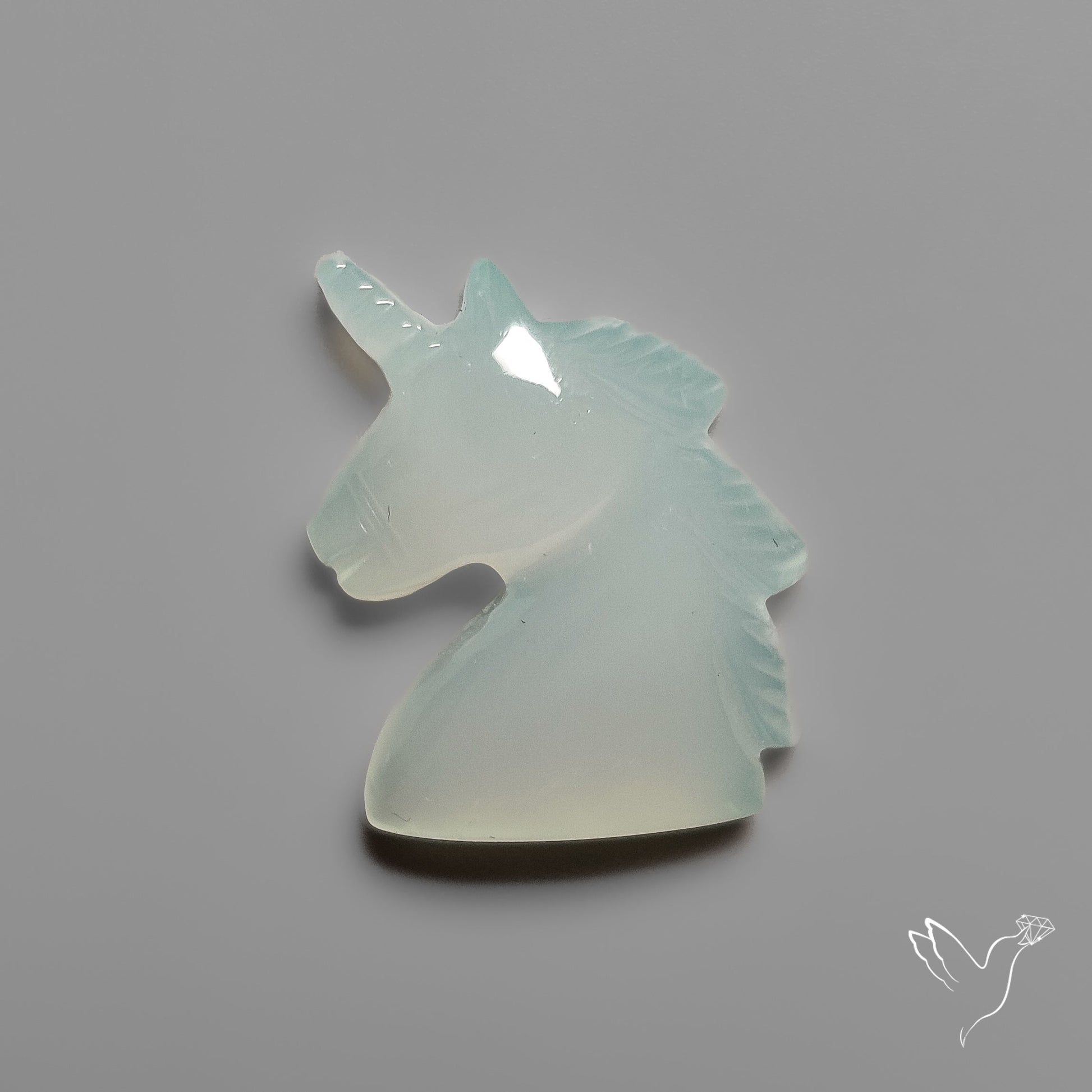 Aqua Chalcedony Unicorn Carving