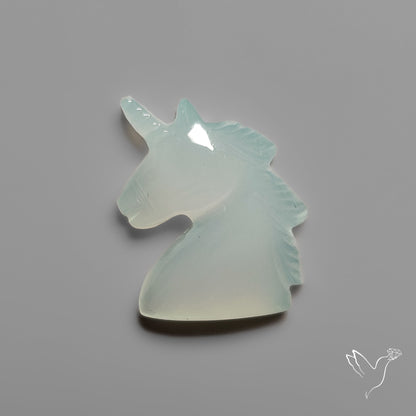 Aqua Chalcedony Unicorn Carving