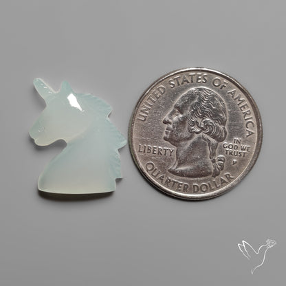 Aqua Chalcedony Unicorn Carving