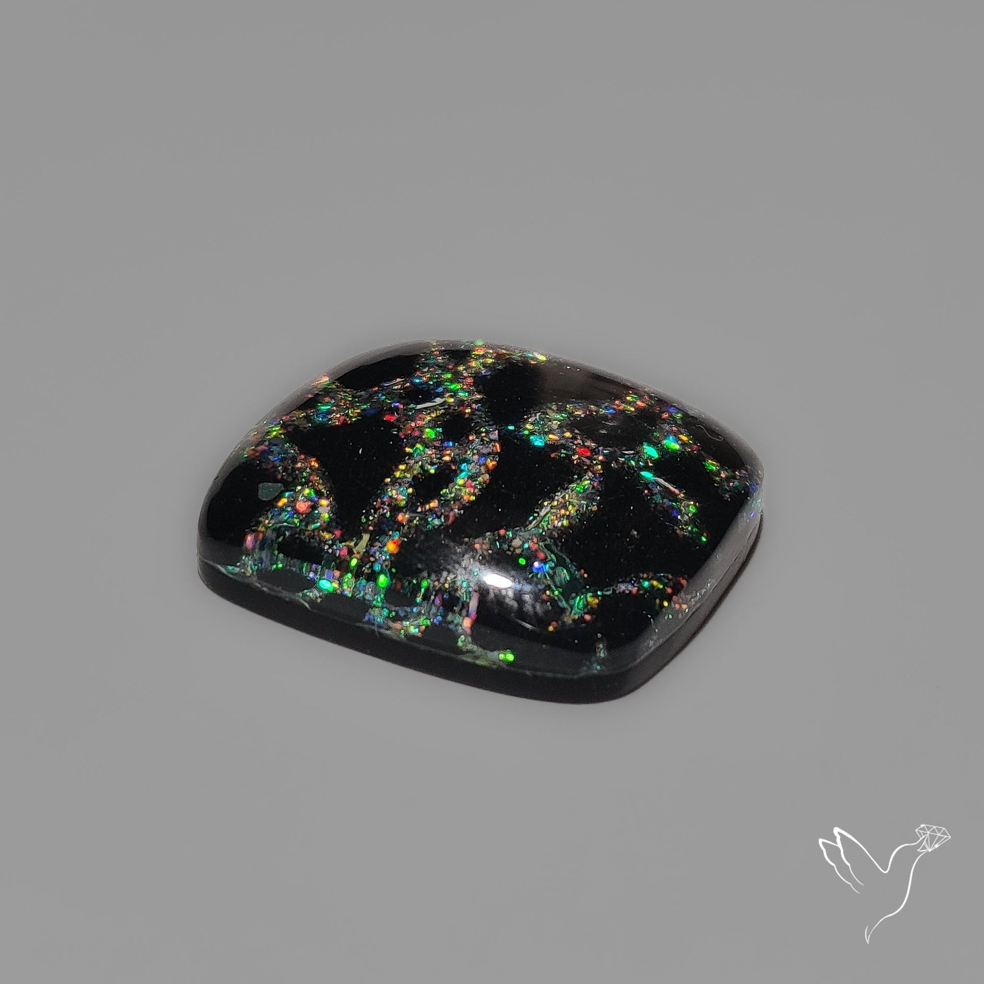 Crushed Opal Inlay Black Onyx Doublet