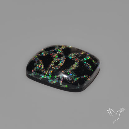 Crushed Opal Inlay Black Onyx Doublet