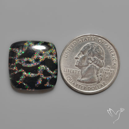 Crushed Opal Inlay Black Onyx Doublet