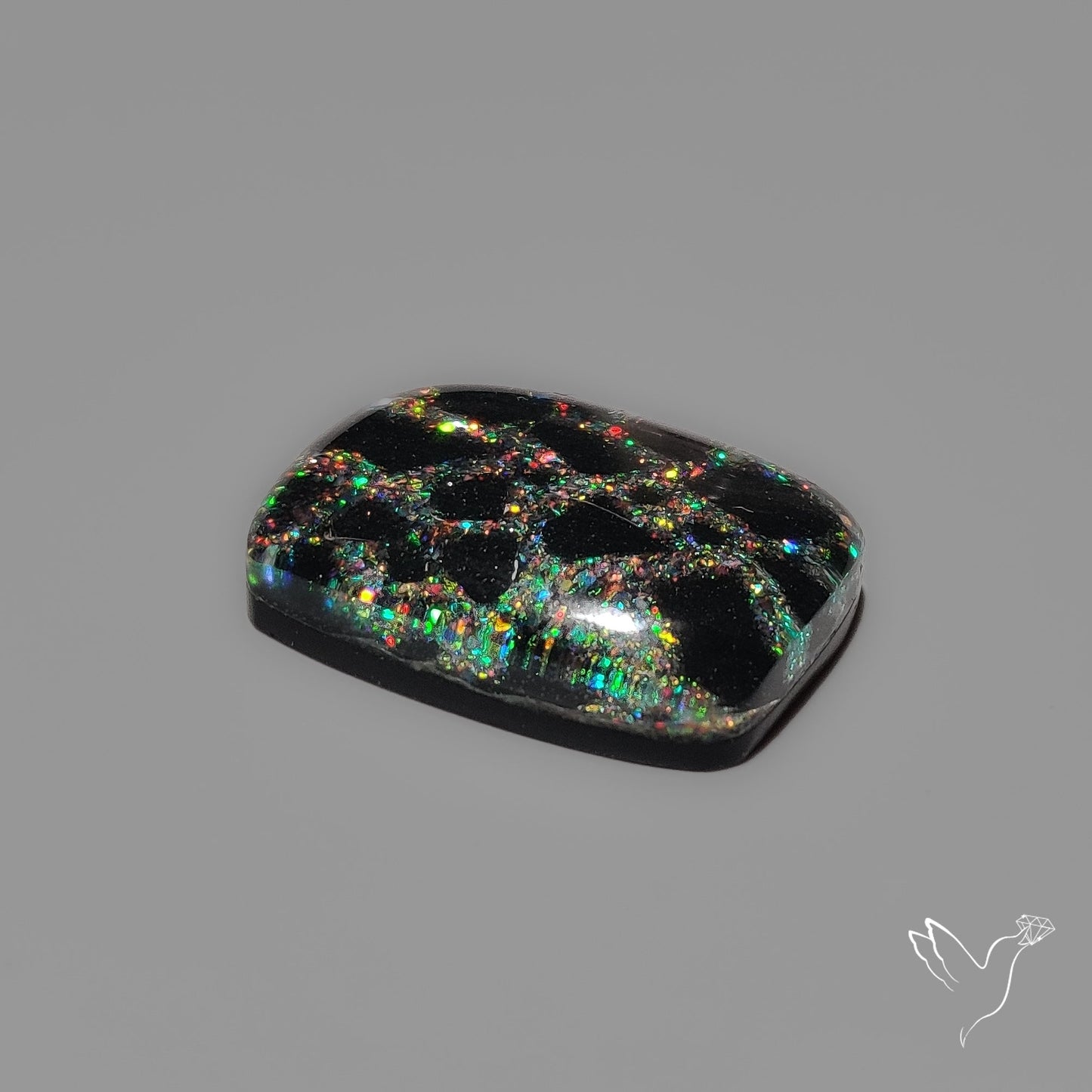 Crushed Opal Inlay Black Onyx Doublet