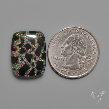 Crushed Opal Inlay Black Onyx Doublet