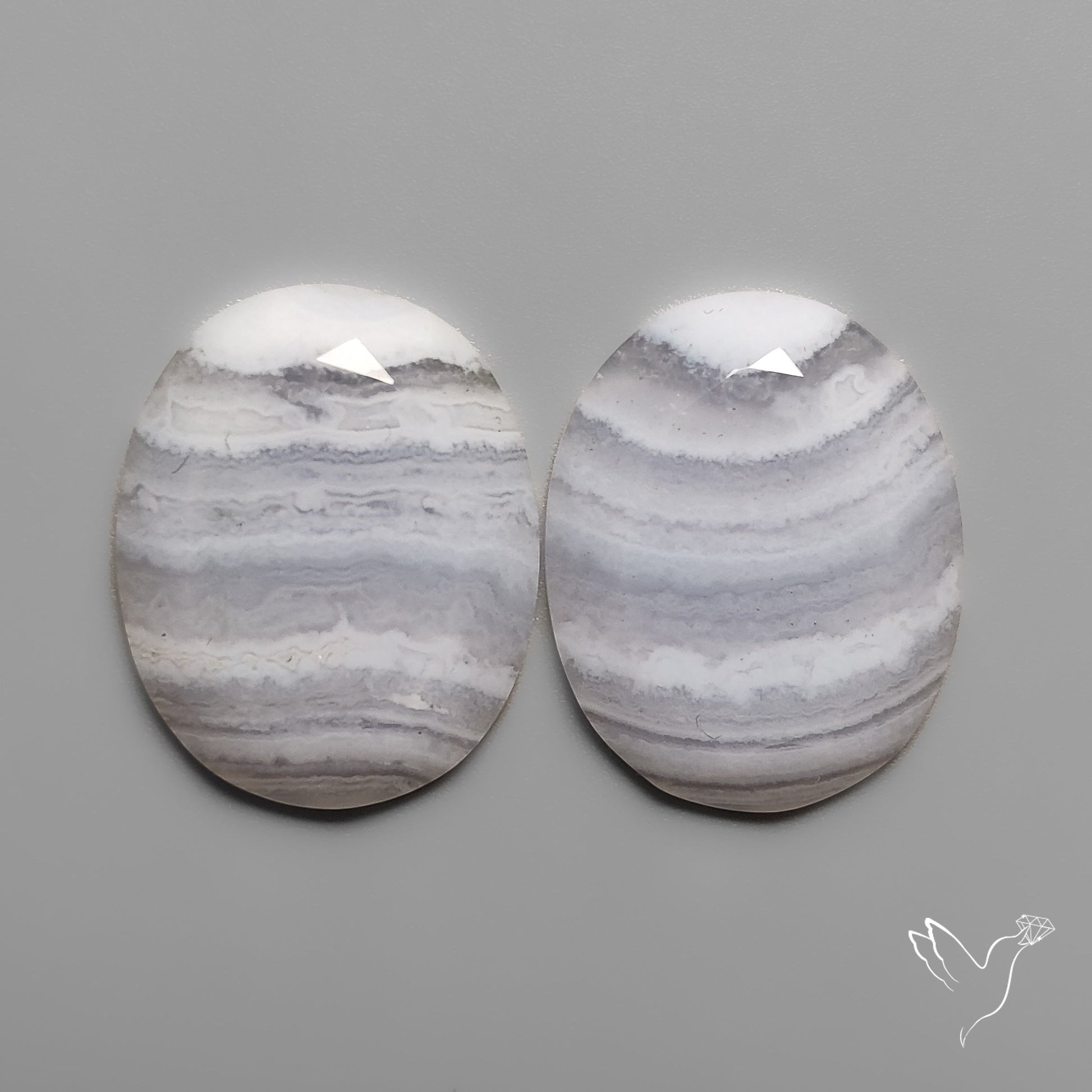 Rose Cut Blue Lace Agates Pair