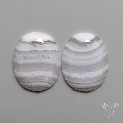 Rose Cut Blue Lace Agates Pair
