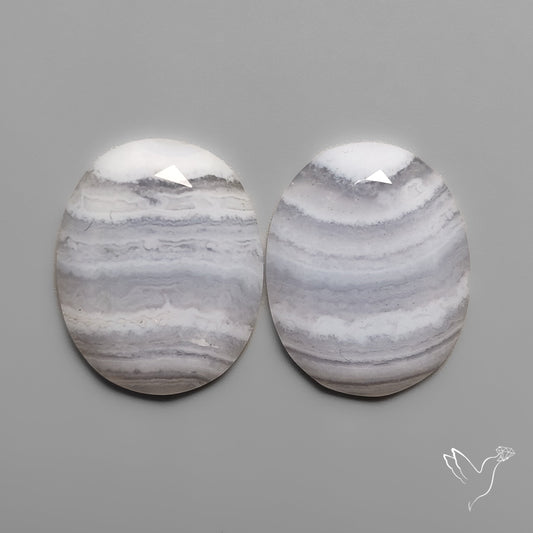 Rose Cut Blue Lace Agates Pair