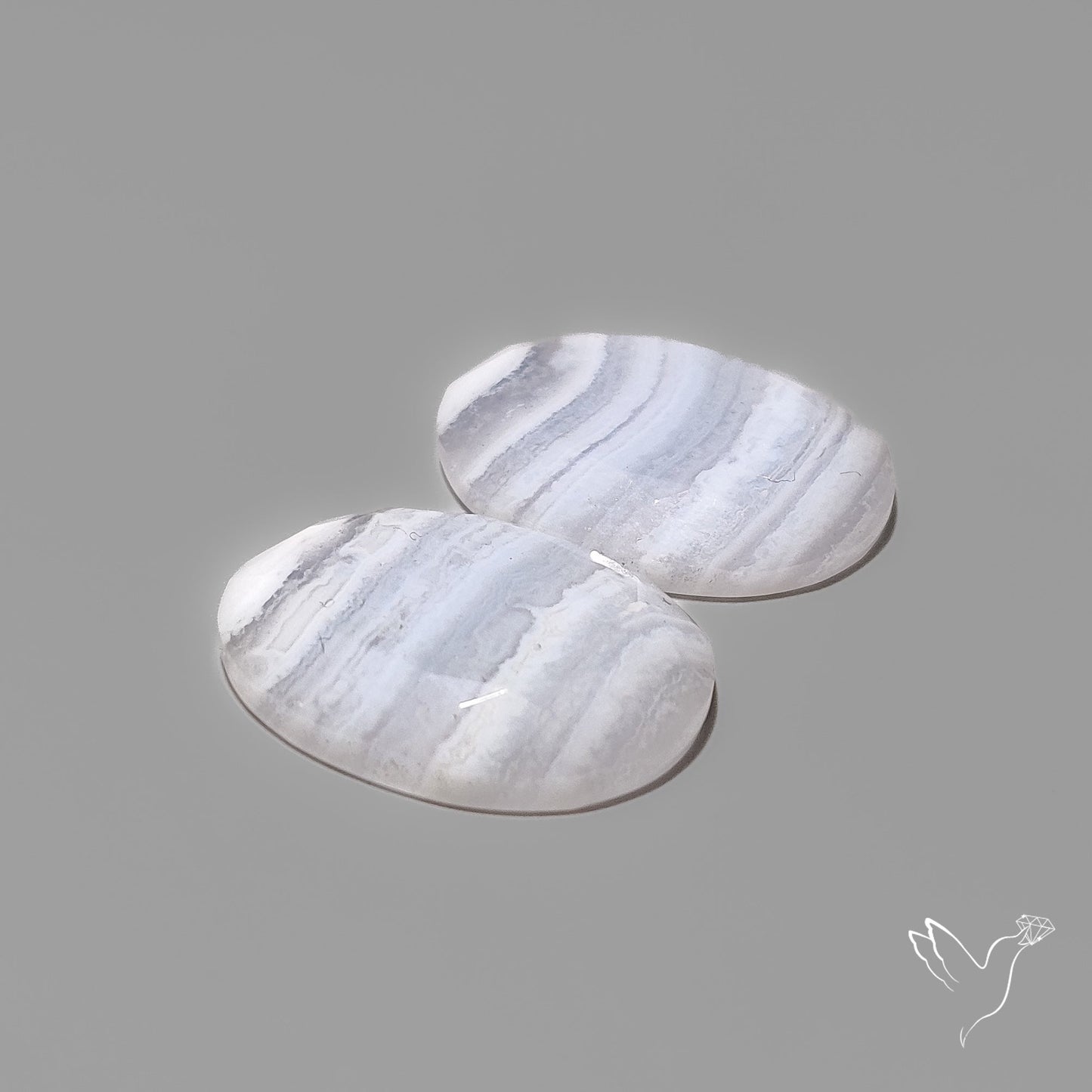 Rose Cut Blue Lace Agates Pair