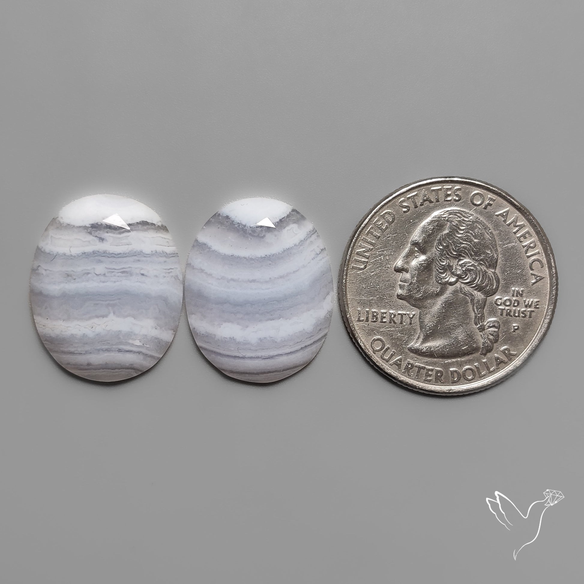 Rose Cut Blue Lace Agates Pair