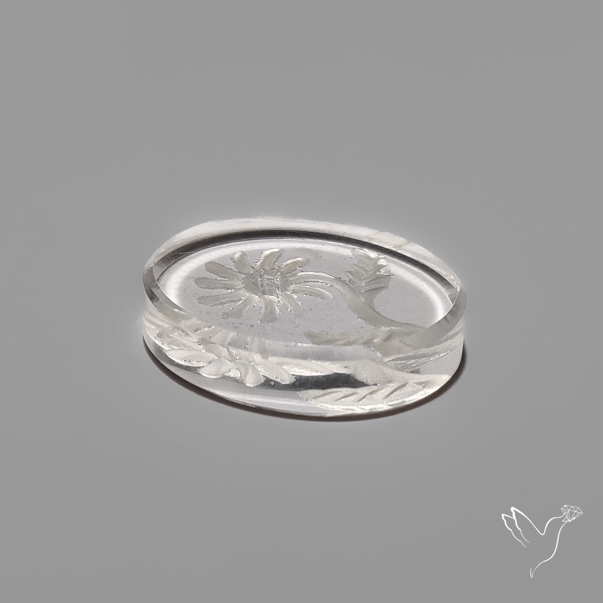 Himalayan Quartz Intaglio Reverse Flower Carving