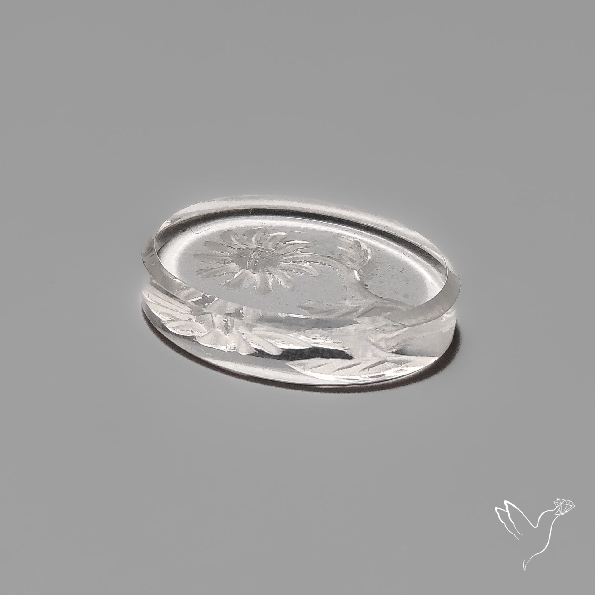 Himalayan Quartz Intaglio Reverse Flower Carving