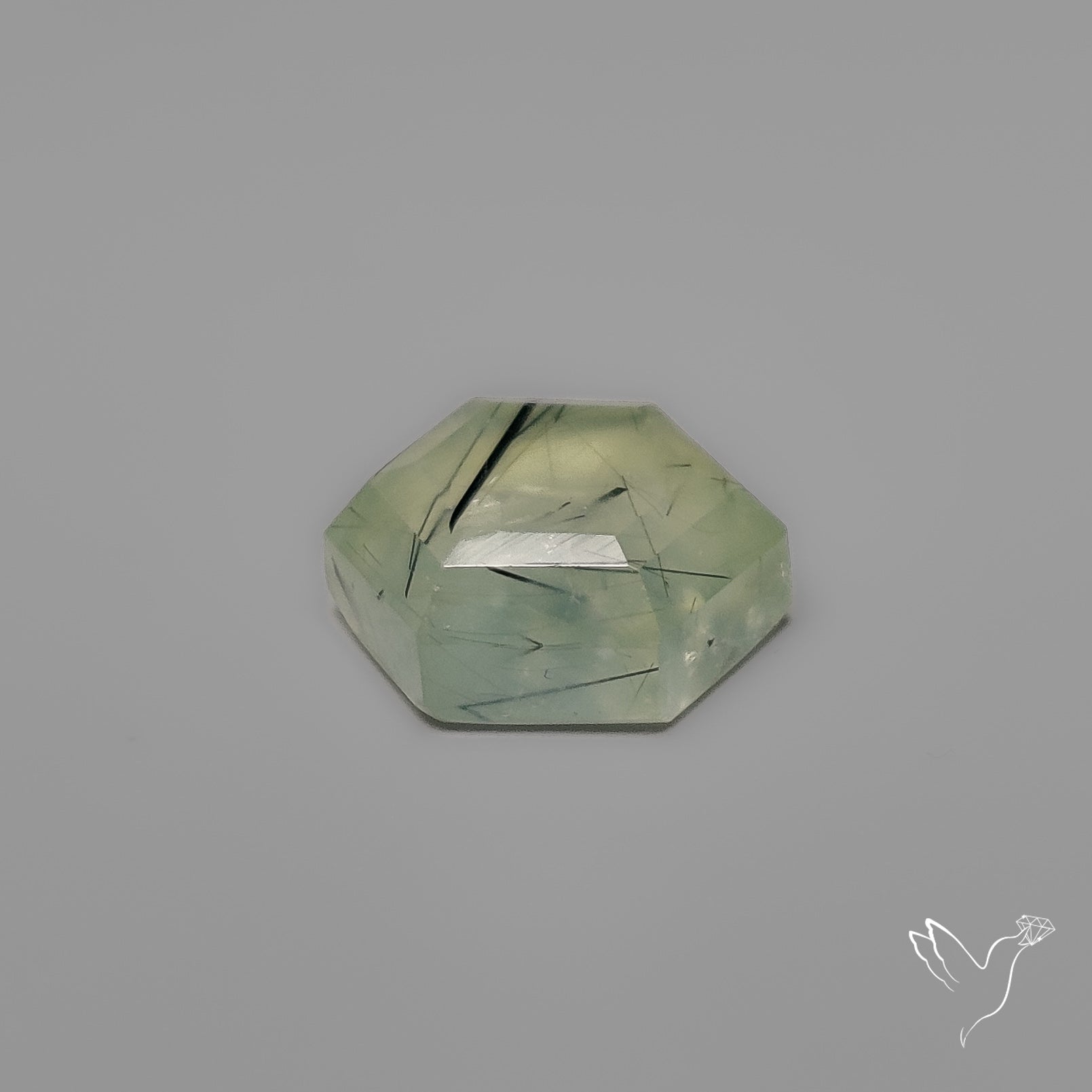 Step Cut Black Tourmalinated Prehnite