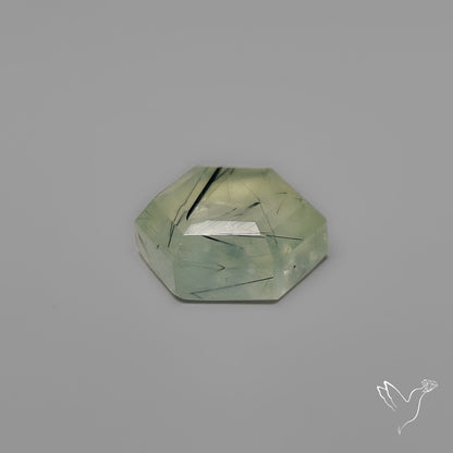 Step Cut Black Tourmalinated Prehnite