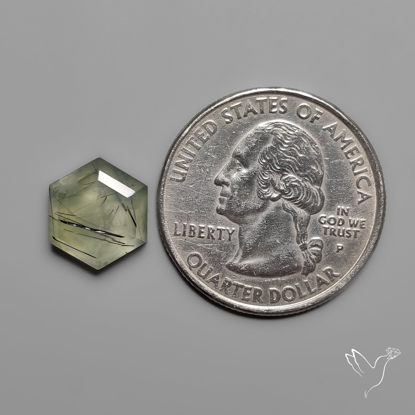 Step Cut Black Tourmalinated Prehnite