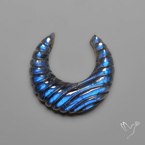 Blue Labradorite Crescent Mughal Carving