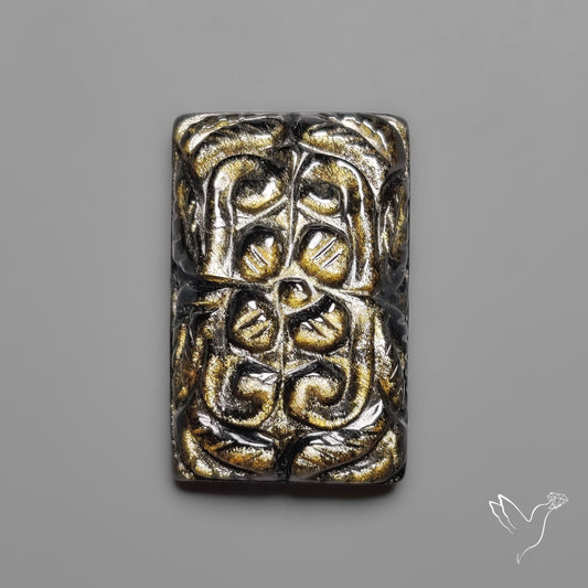 Silversheen Obsidian Mughal Carving