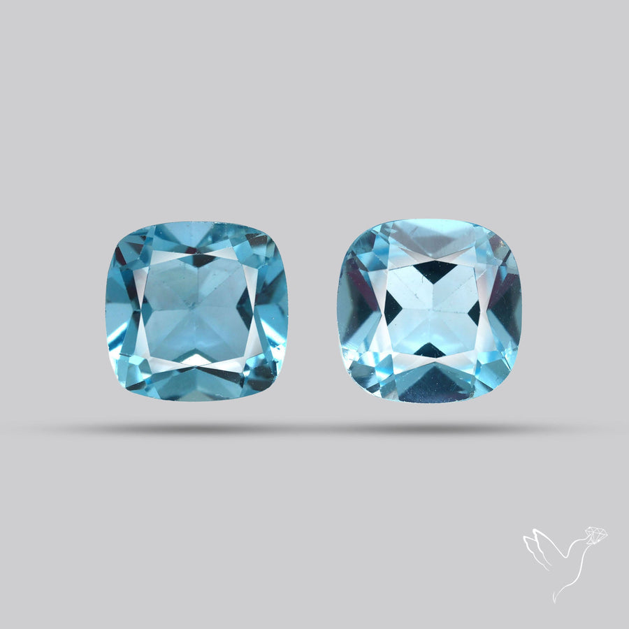 Faceted Swiss Blue Topaz Pair