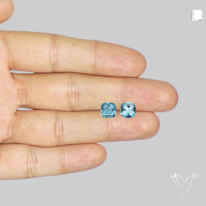 Faceted Swiss Blue Topaz Pair