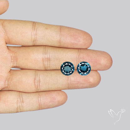 Faceted London Blue Topaz Pair