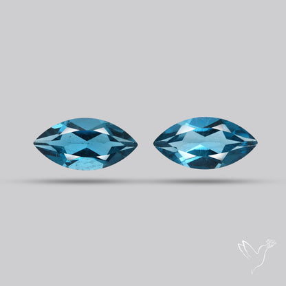 Faceted London Blue Topaz Pair
