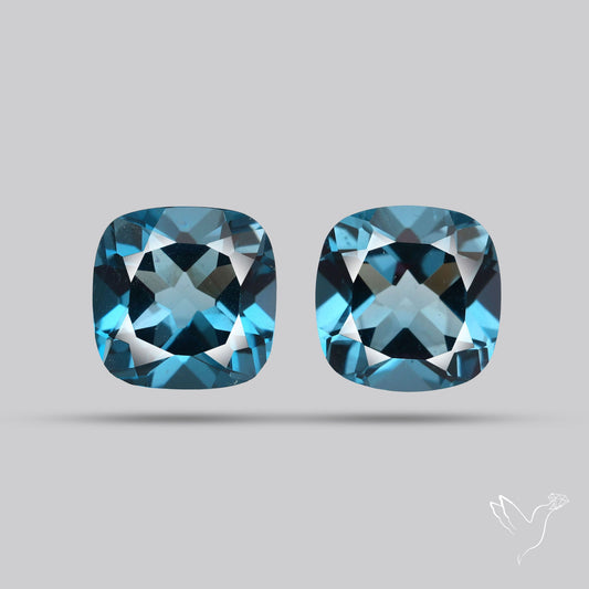 Faceted London Blue Topaz Pair