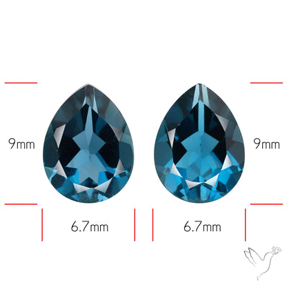 Faceted London Blue Topaz Pair