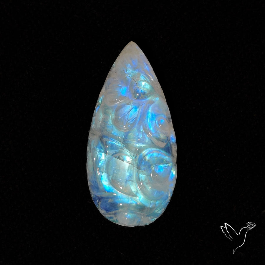 Rainbow Moonstone Mughal Carving