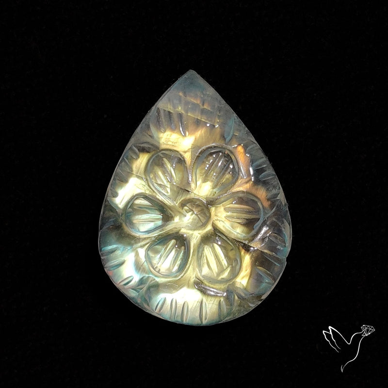 Rainbow Moonstone Mughal Carving