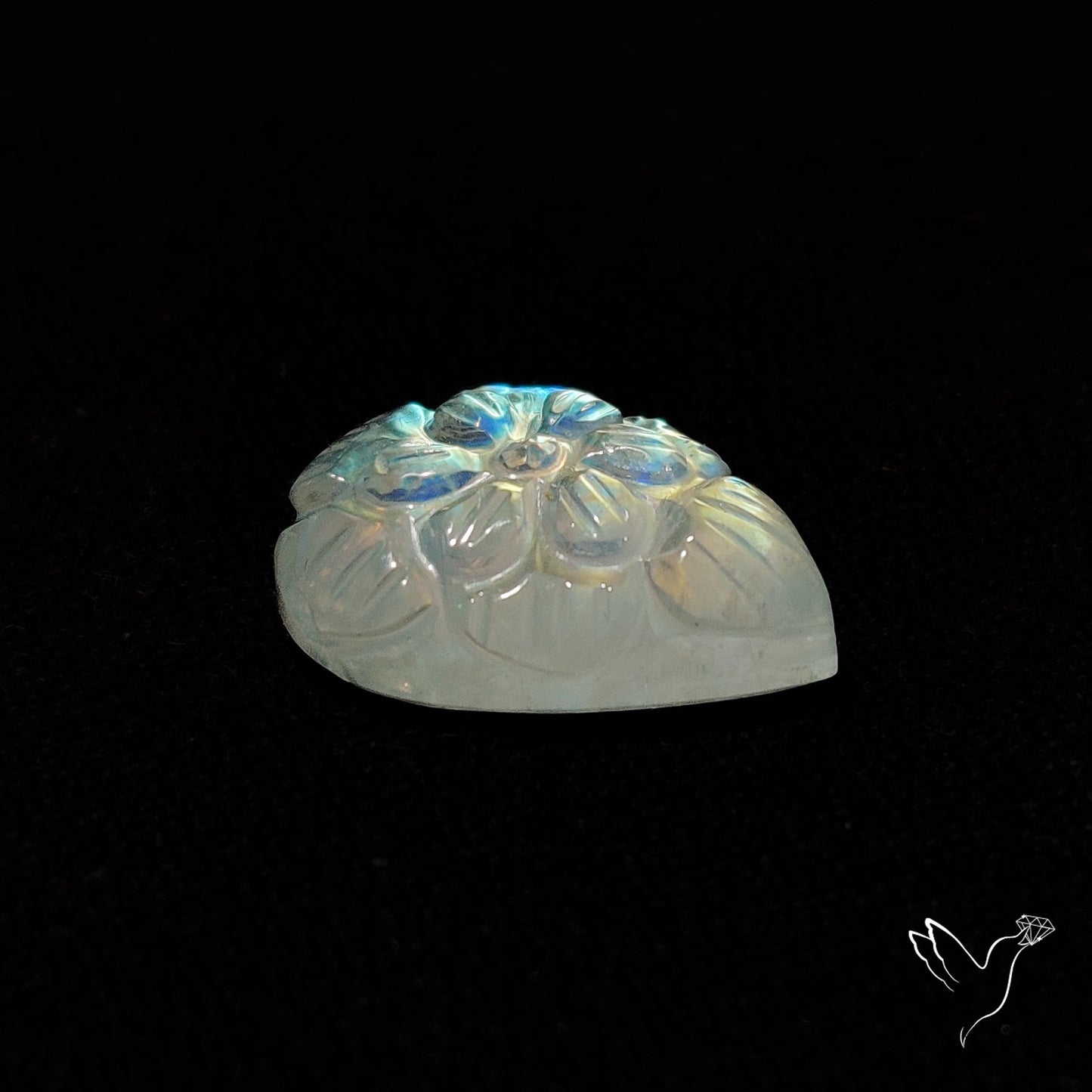 Rainbow Moonstone Mughal Carving