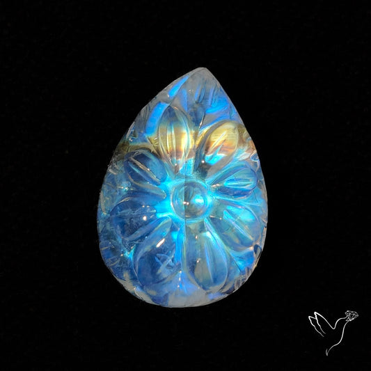 Rainbow Moonstone Mughal Carving