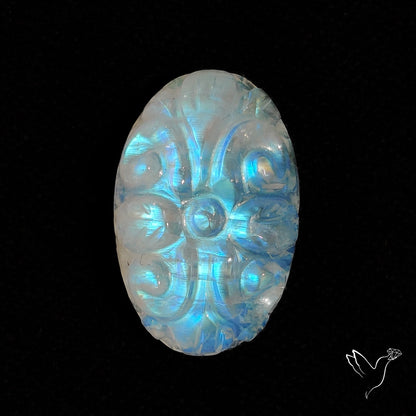 Rainbow Moonstone Mughal Carving