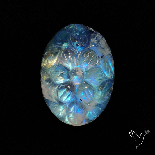 Rainbow Moonstone Mughal Carving