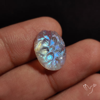 Rainbow Moonstone Mughal Carving