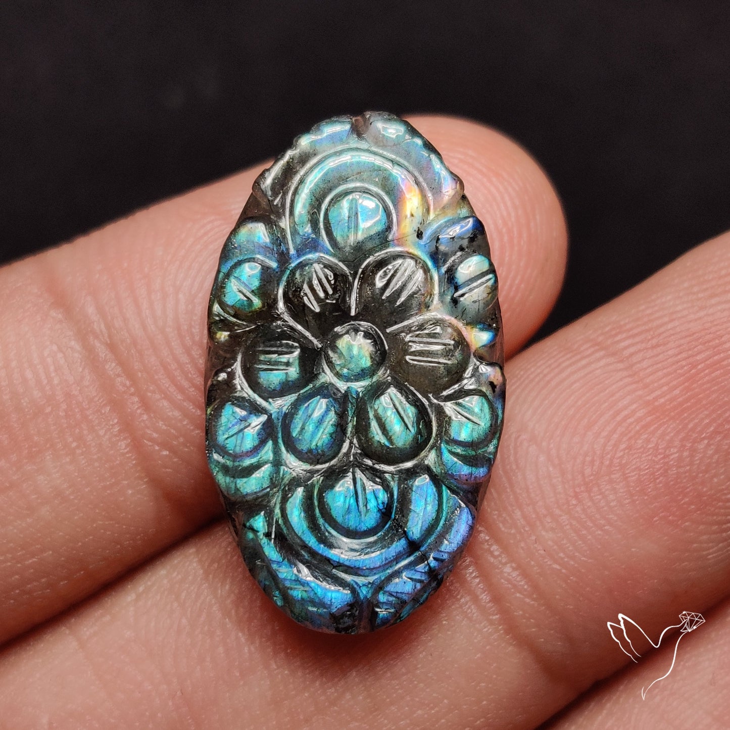 Labradorite Mughal Carving