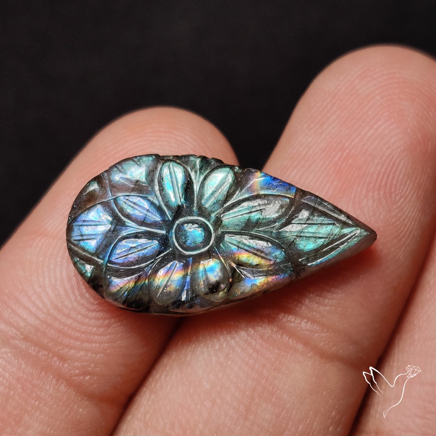 Labradorite Mughal Carving