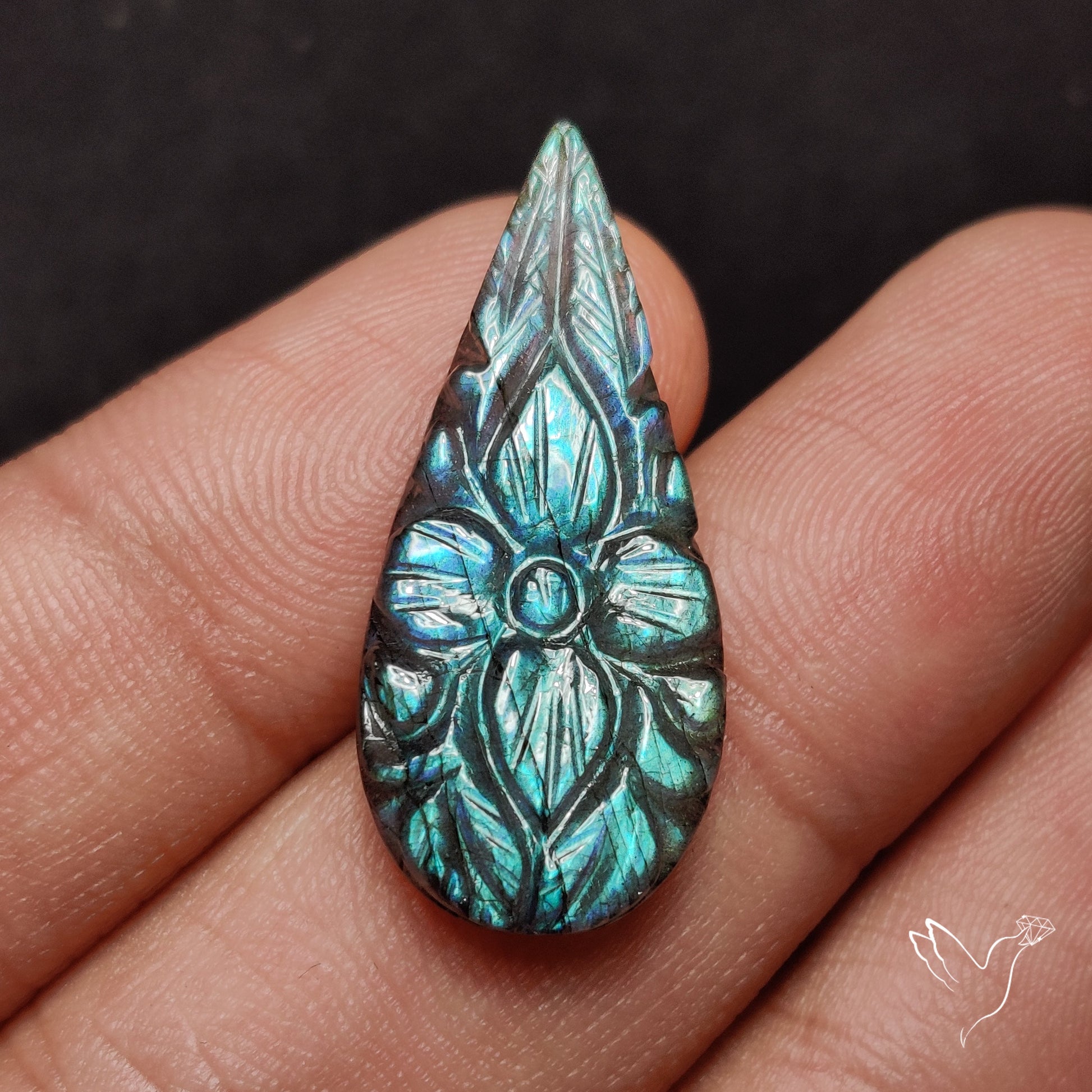 Labradorite Mughal Carving