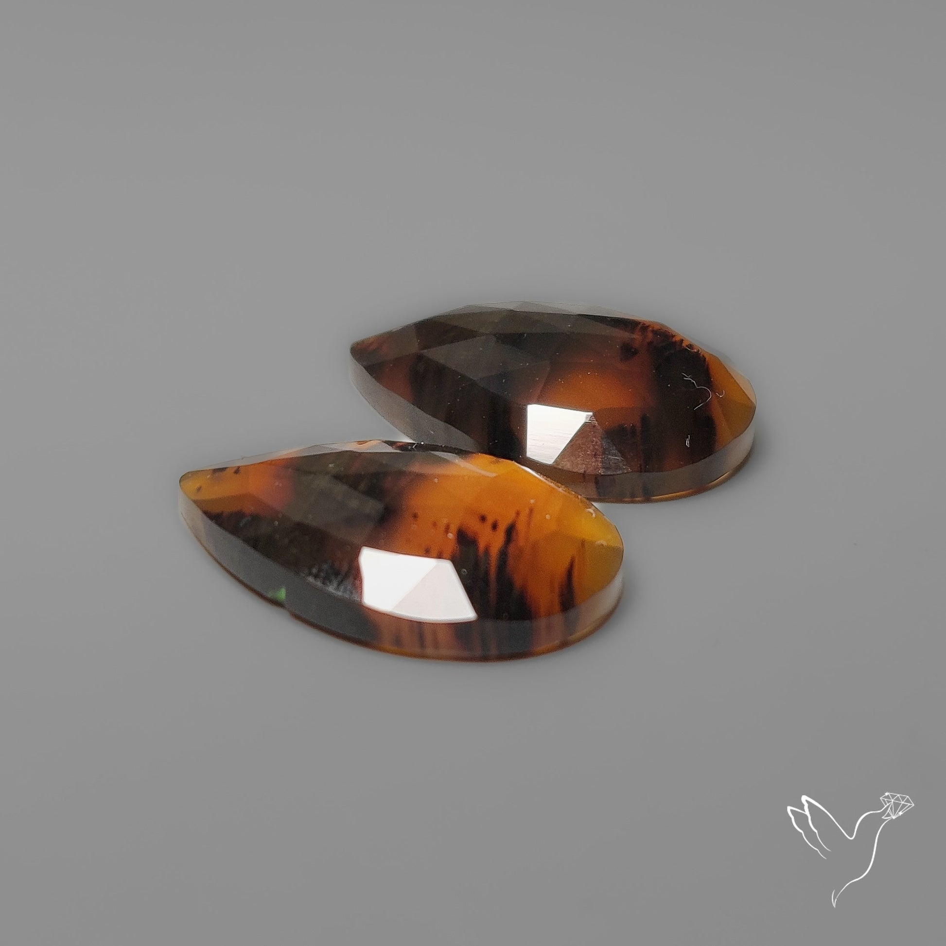 Rose Cut Montana Agates Pair