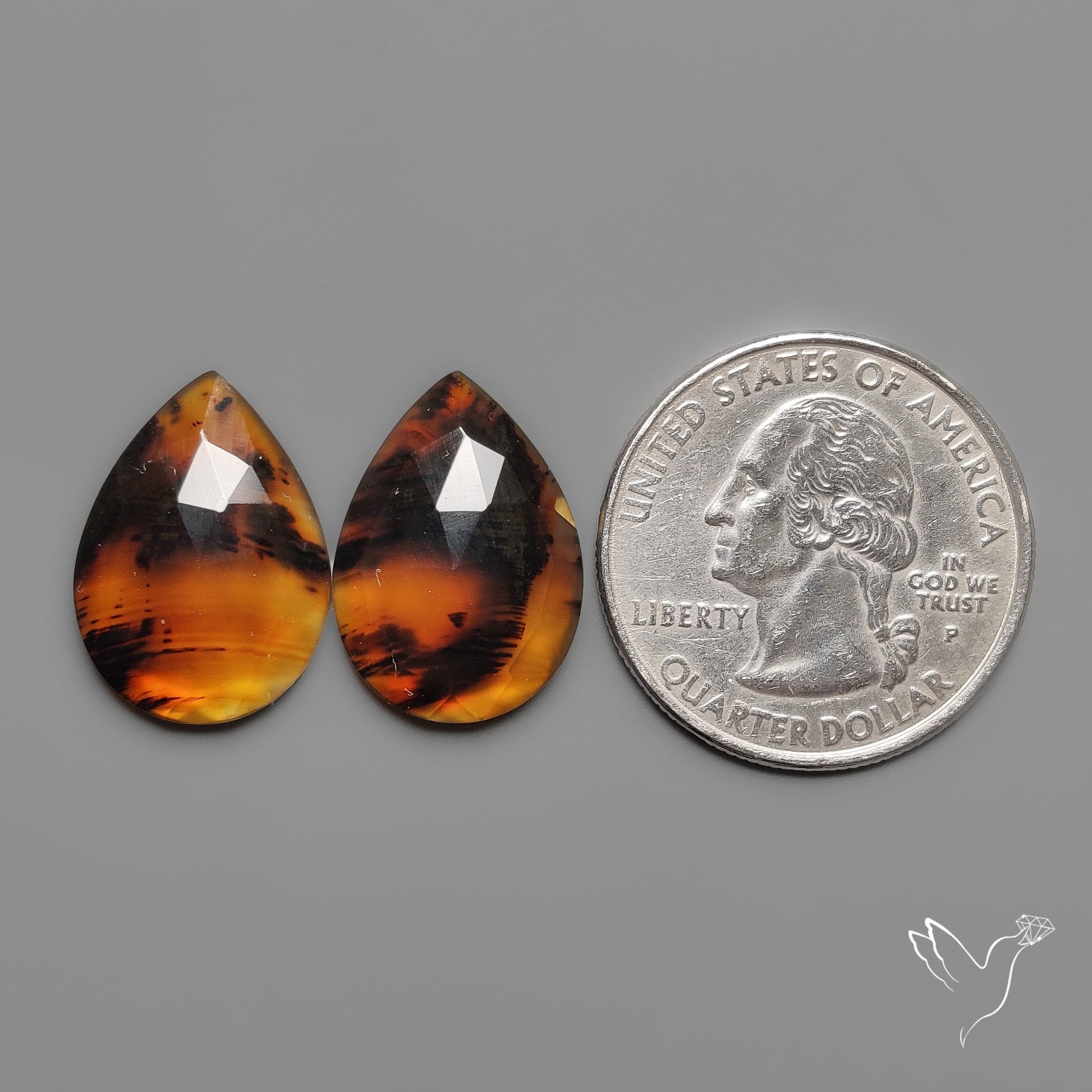 Rose Cut Montana Agates Pair