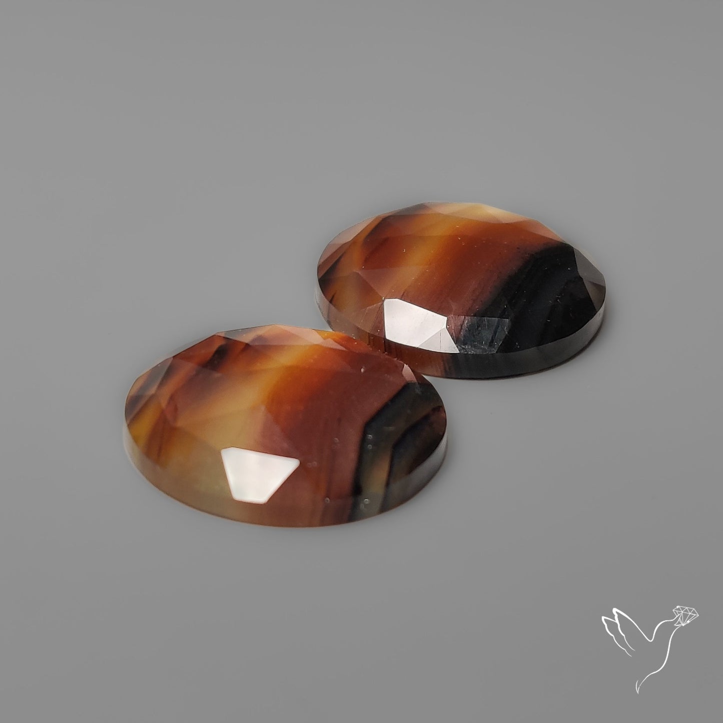 Rose Cut Montana Agates Pair