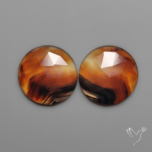 Rose Cut Montana Agates Pair