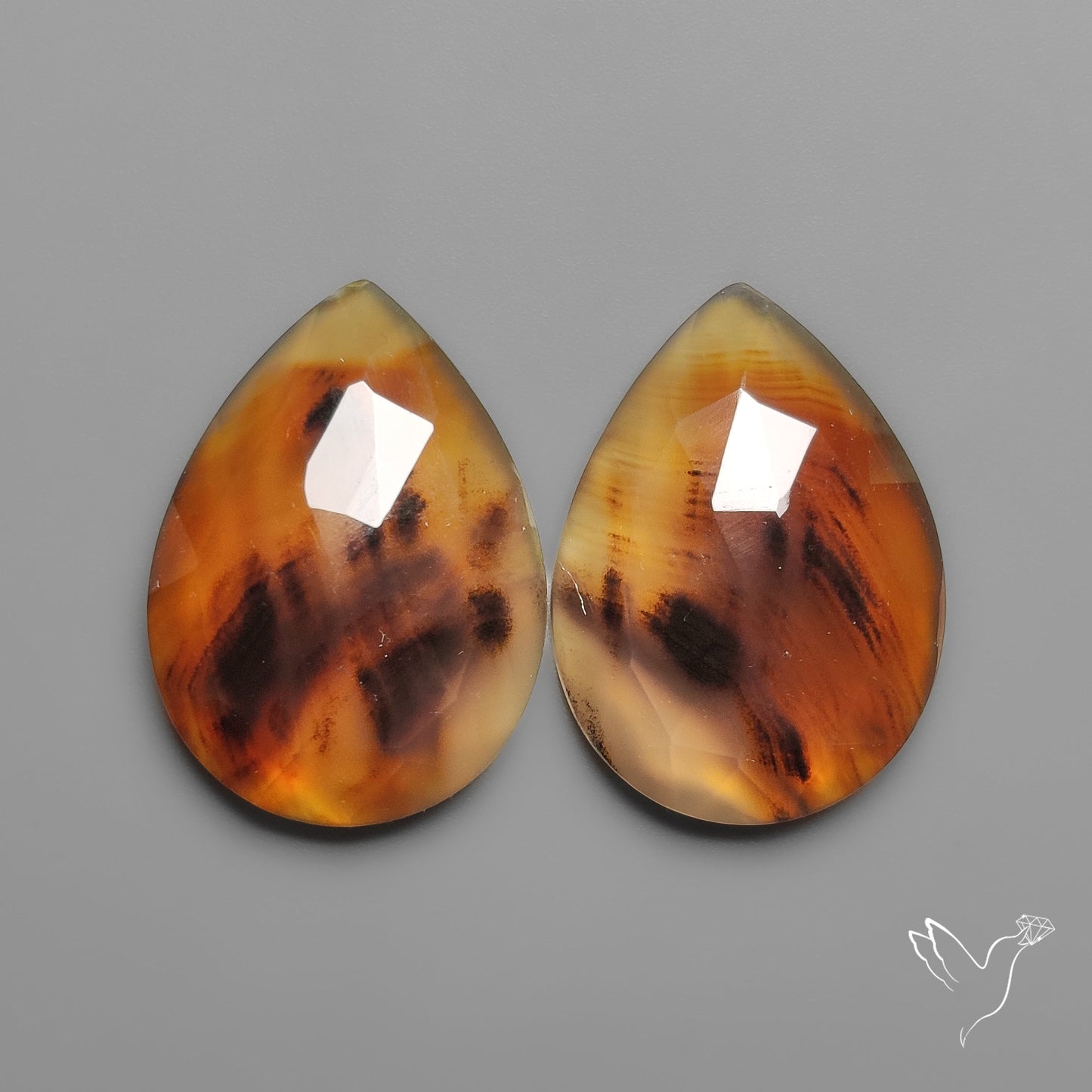 Rose Cut Montana Agates Pair