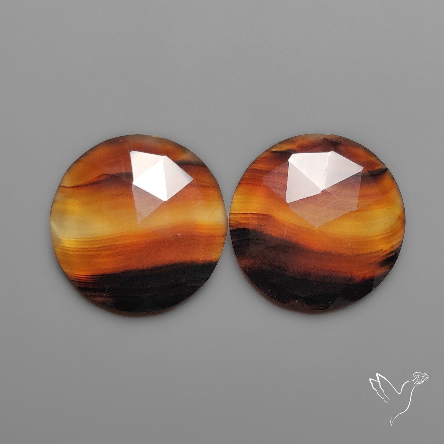 Rose Cut Montana Agates Pair