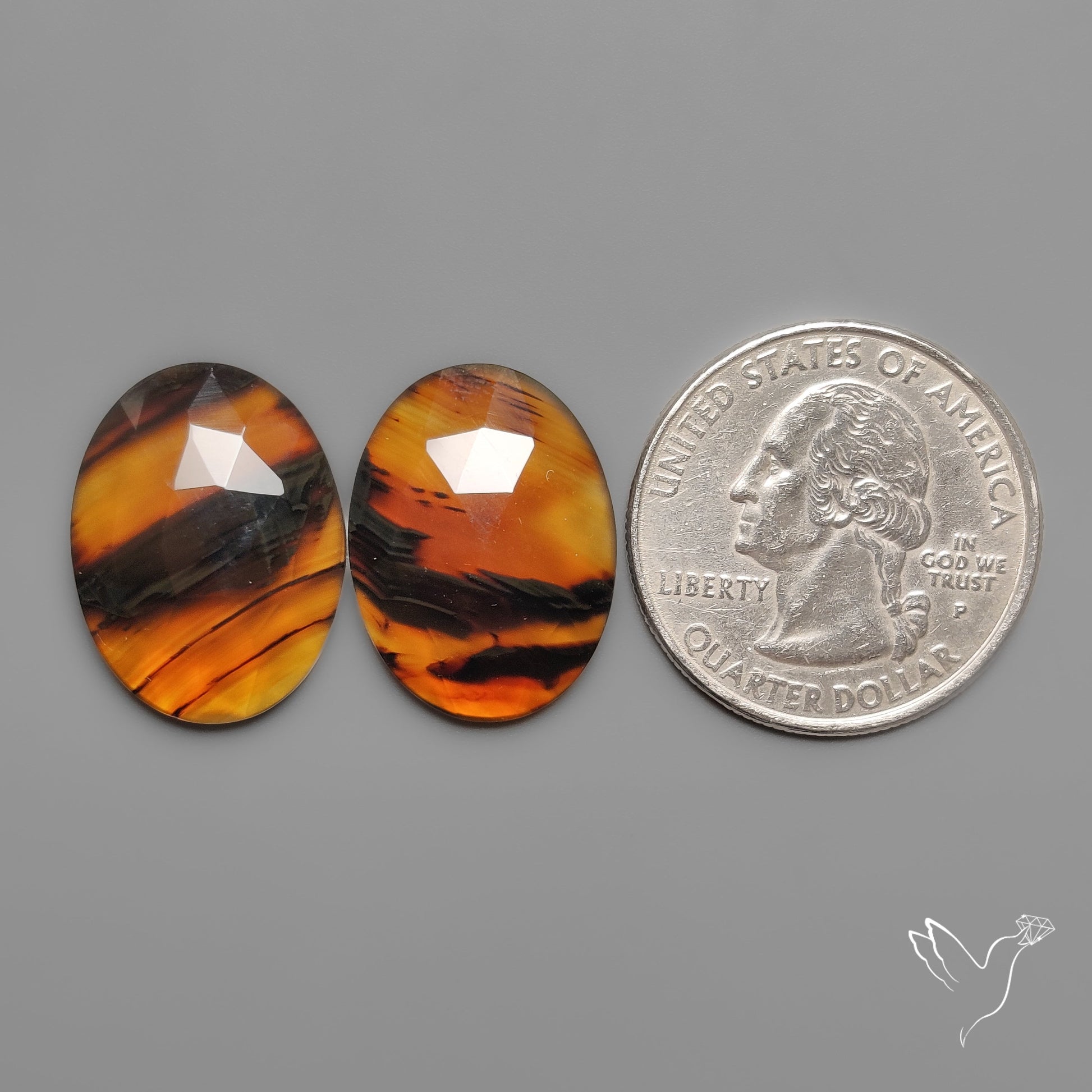 Rose Cut Montana Agates Pair