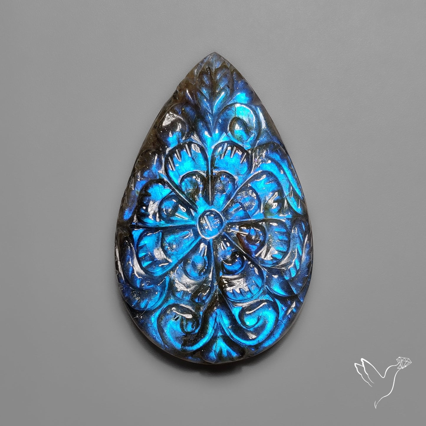 Labradorite Mughal Carving Handcarved